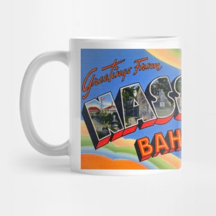 Greetings from Nassau Bahamas, Vintage Large Letter Postcard Mug